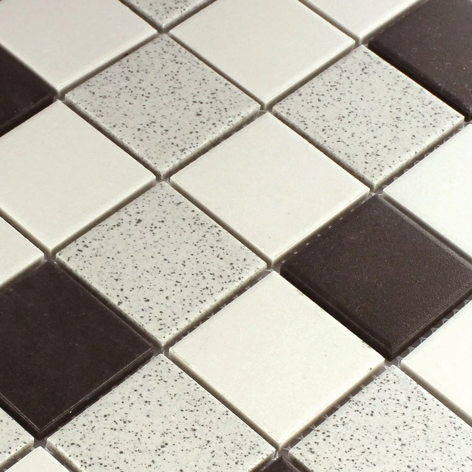 Muster von Mosaikfliesen Keramik Monforte Schwarz Grau Matt