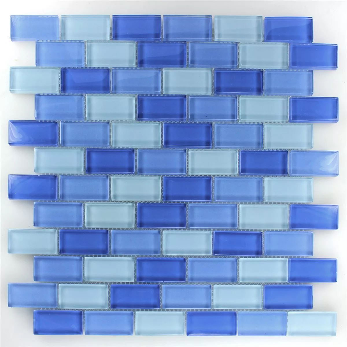 Muster von Mosaikfliesen Glas Brick Hellblau Mix 