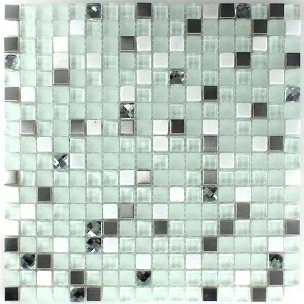 Muster von Mosaikfliesen Glas Edelstahl Türkis Diamant