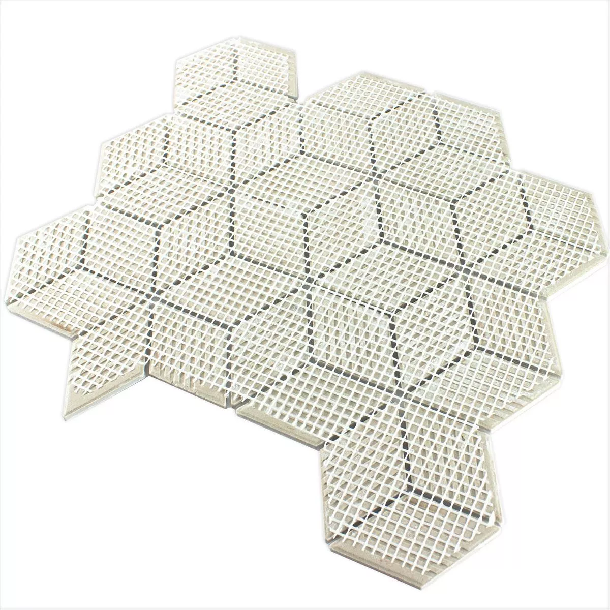 Muster von Keramik Mosaikfliesen Cavalier 3D Würfel Matt Weiß