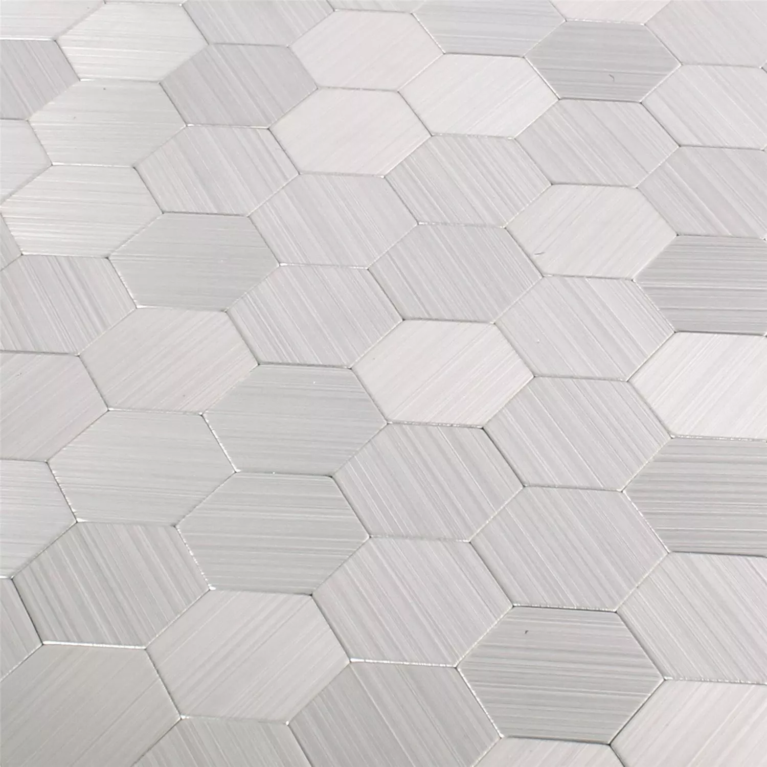 Muster von Mosaikfliesen Metall Selbstklebend Mikros Silber Hexagon