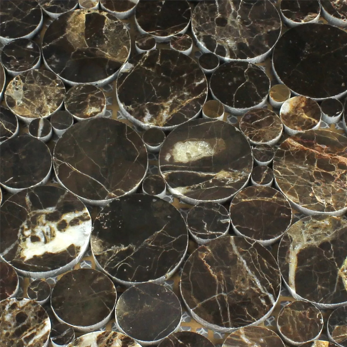 Muster von Mosaikfliesen Marmor Marimar Rund Emperador Poliert
