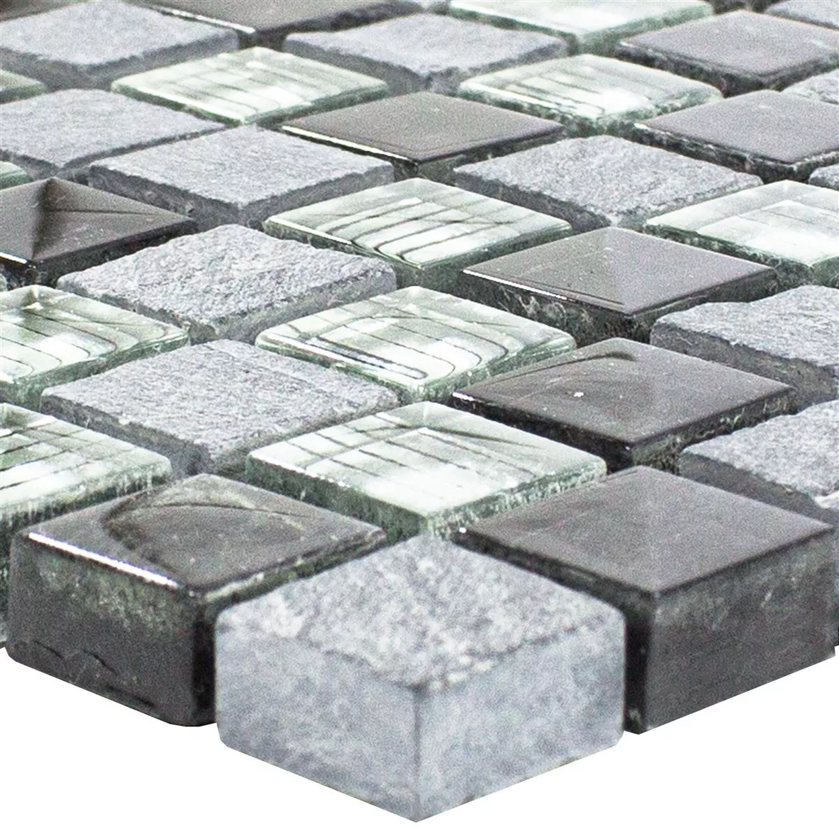 Mosaikfliesen Glas Naturstein Lincoln Grau Silber