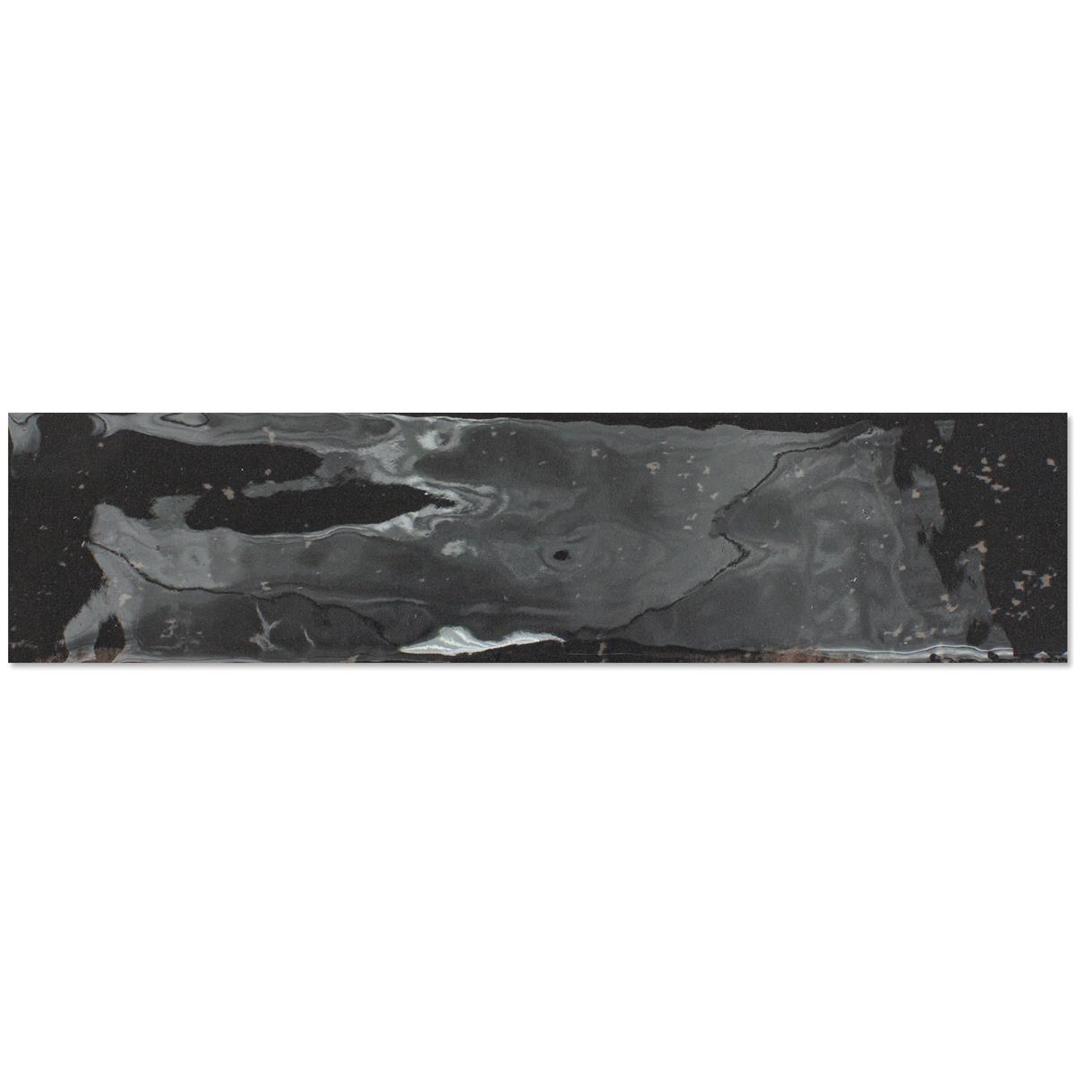 Wandfliesen Kiowa Glänzend Gewellt Anthrazit 6x25cm
