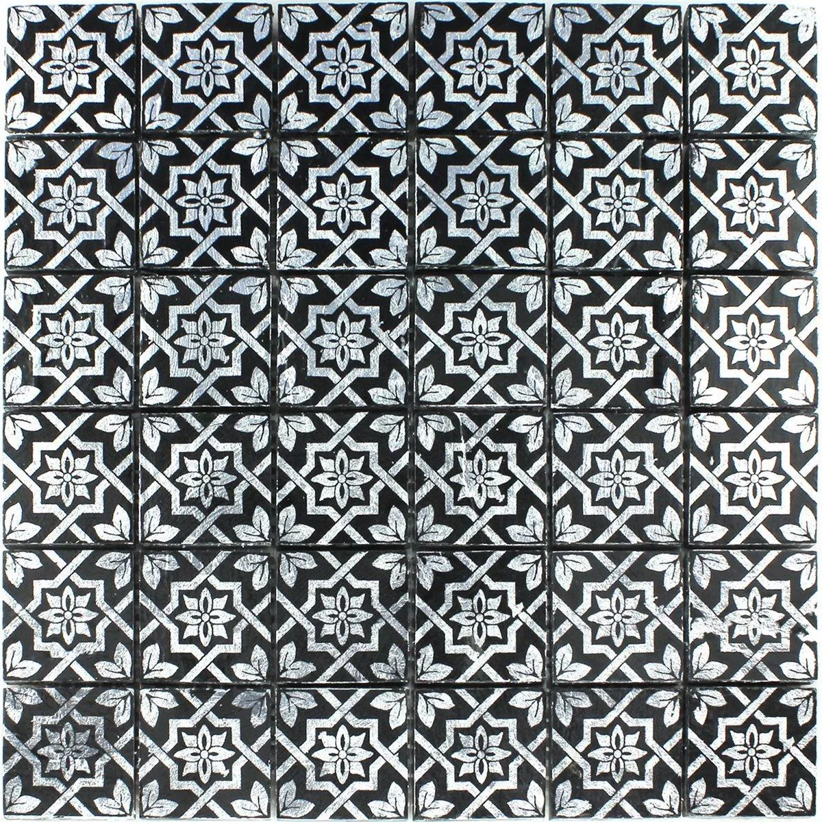 Muster von Mosaikfliesen Schiefer Optik Platin Schwarz