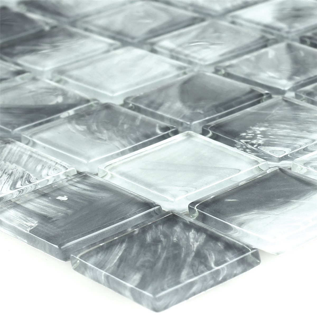 Glasmosaik Fliesen Grau Marmoriert 25x25x4mm