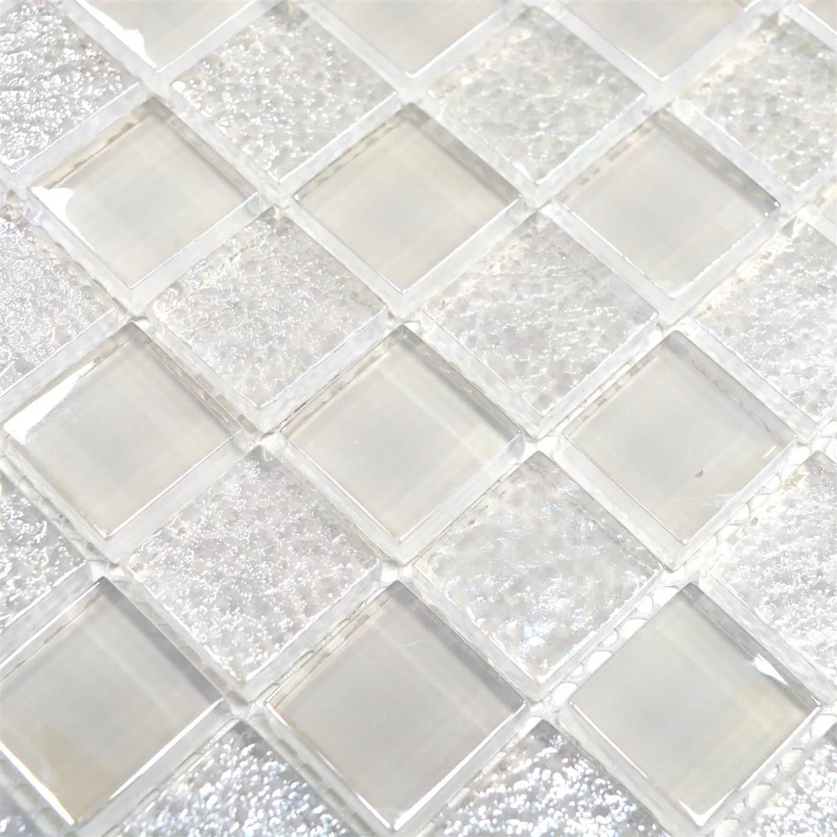 Muster von Glasmosaik Fliesen Nikolski Lüster Weiß