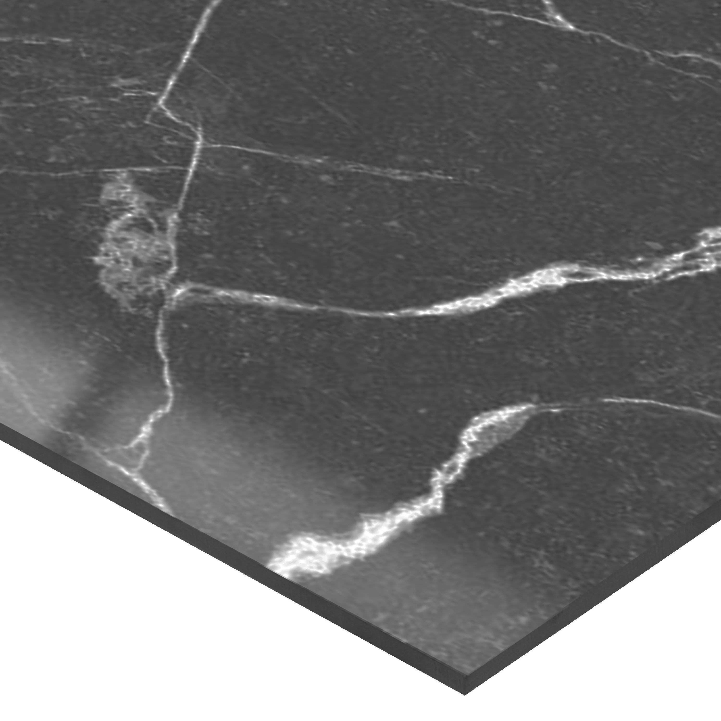 Muster von Bodenfliesen Santana Marmoroptik Poliert Dunkelgrau 60x60cm