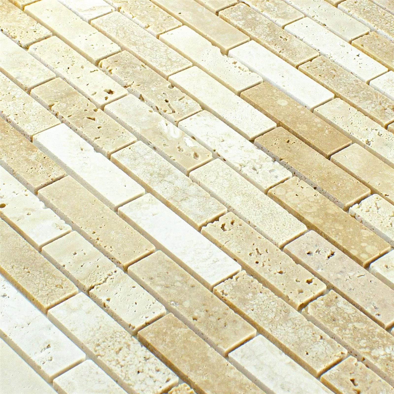 Muster von Naturstein Mosaik Mariental Selbstklebend Beige