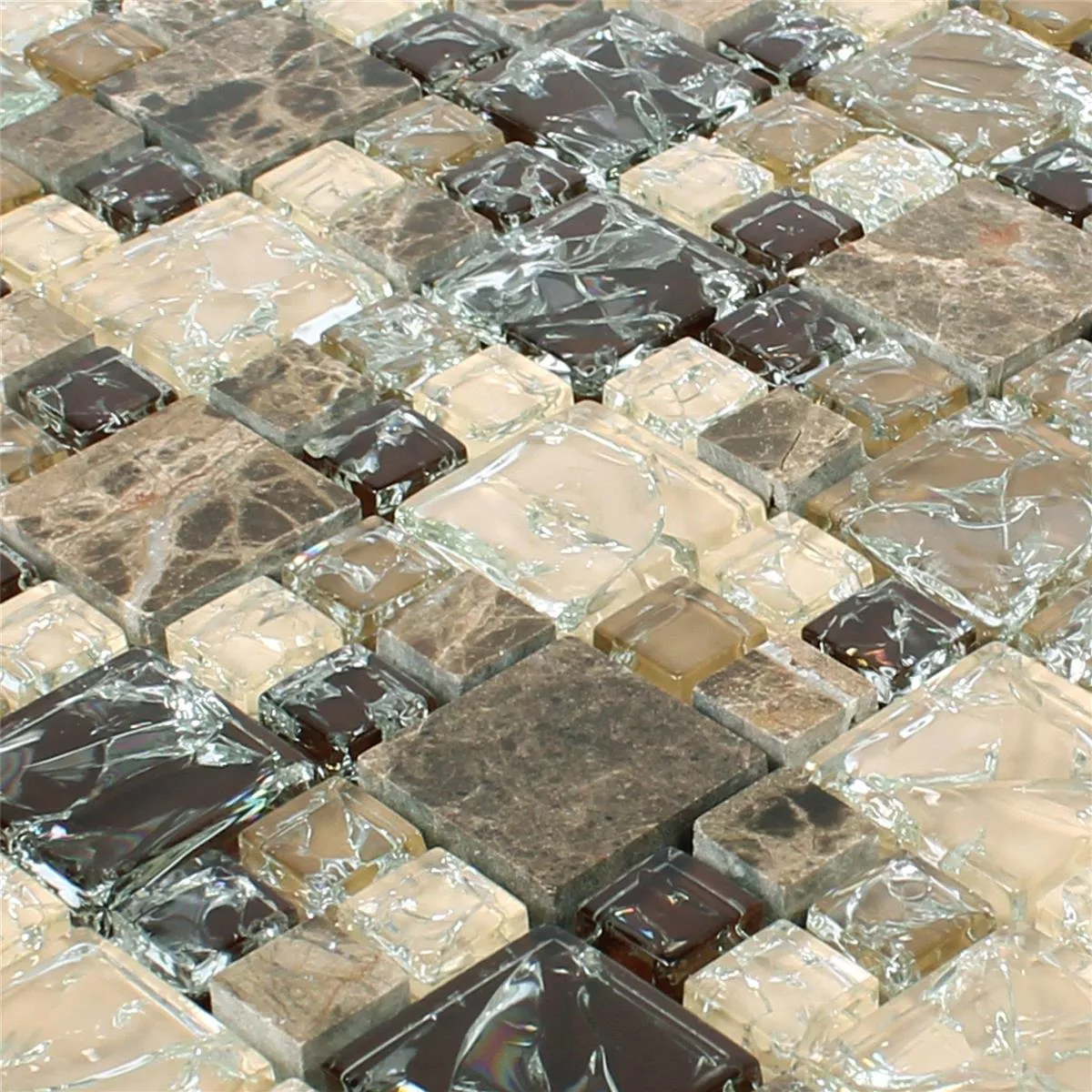 Mosaikfliesen Glas Naturstein Malawi Dark Emperador 2 Mix