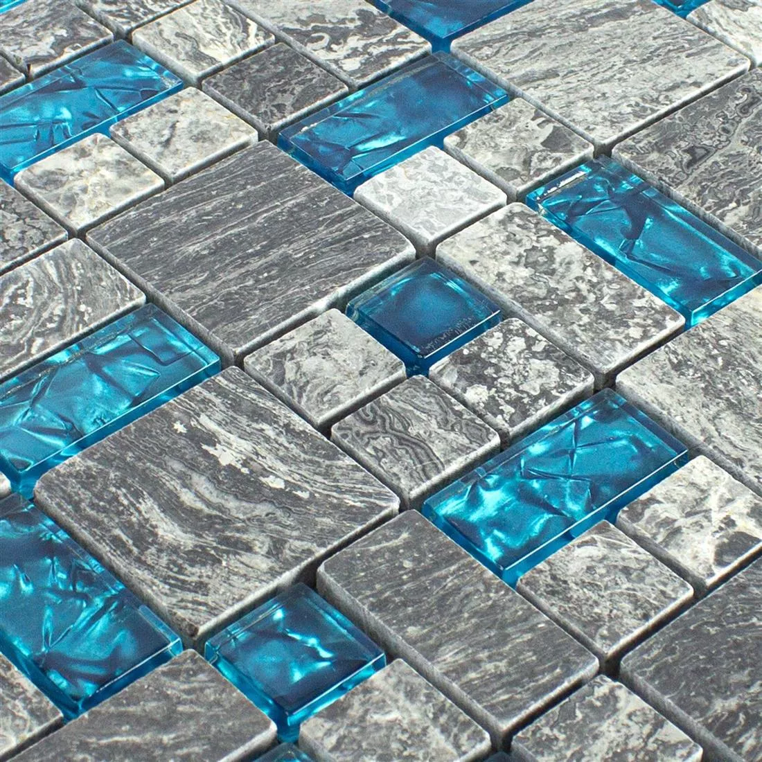 Glasmosaik Natursteinfliesen Manavgat Grau Blau 2 Mix