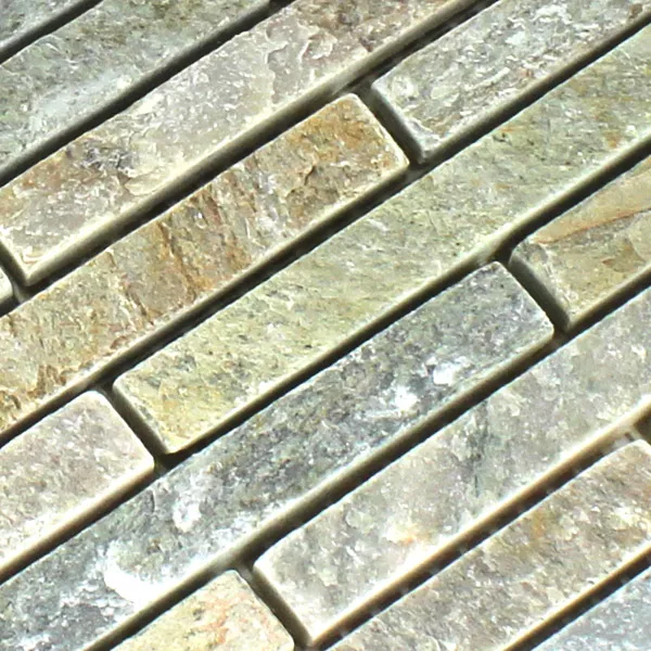 Muster von Mosaikfliesen Naturstein Quarzit Beige Mix Sticks