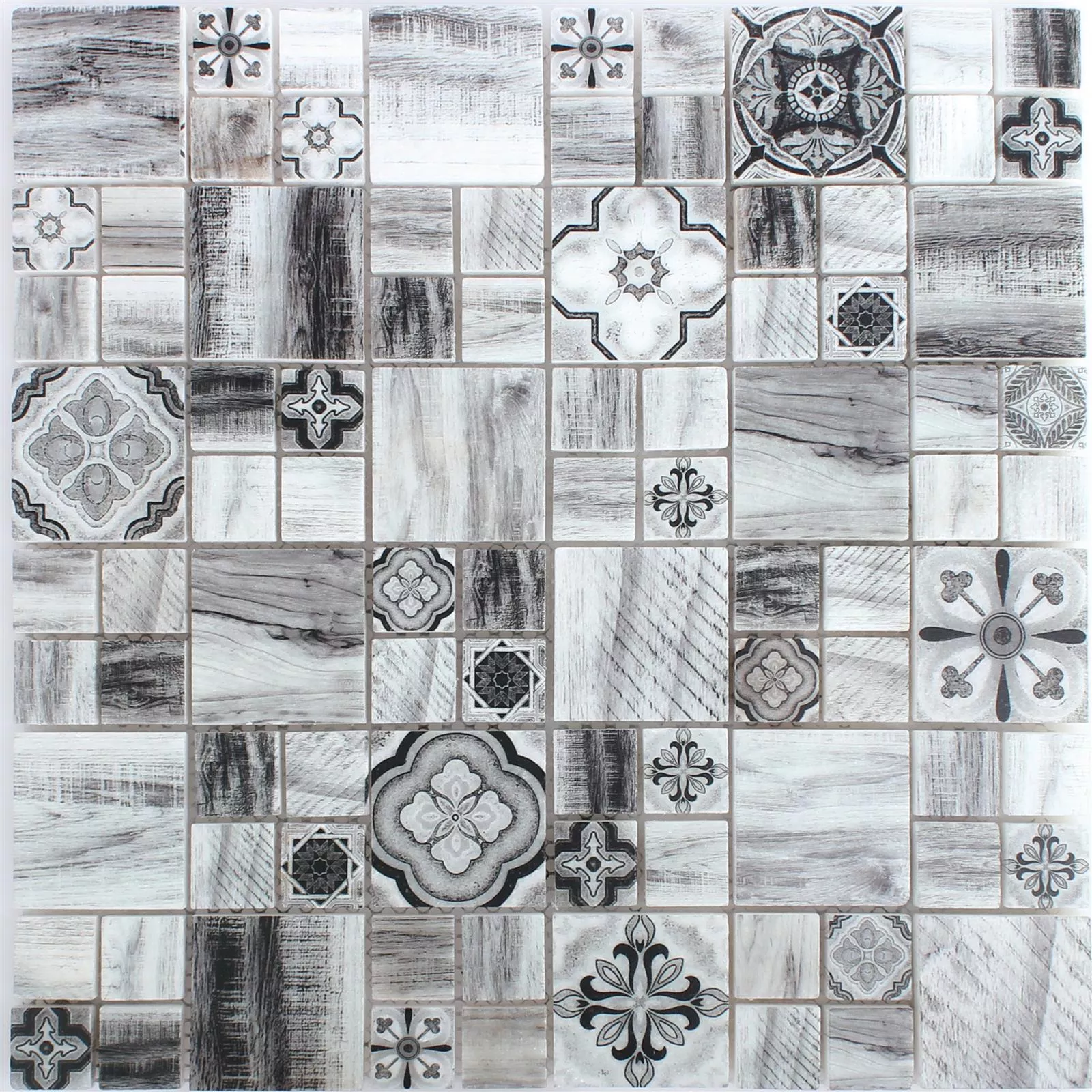Muster von Marmor Naturstein Holzoptik Mosaik Fliesen Portland Grau Mix