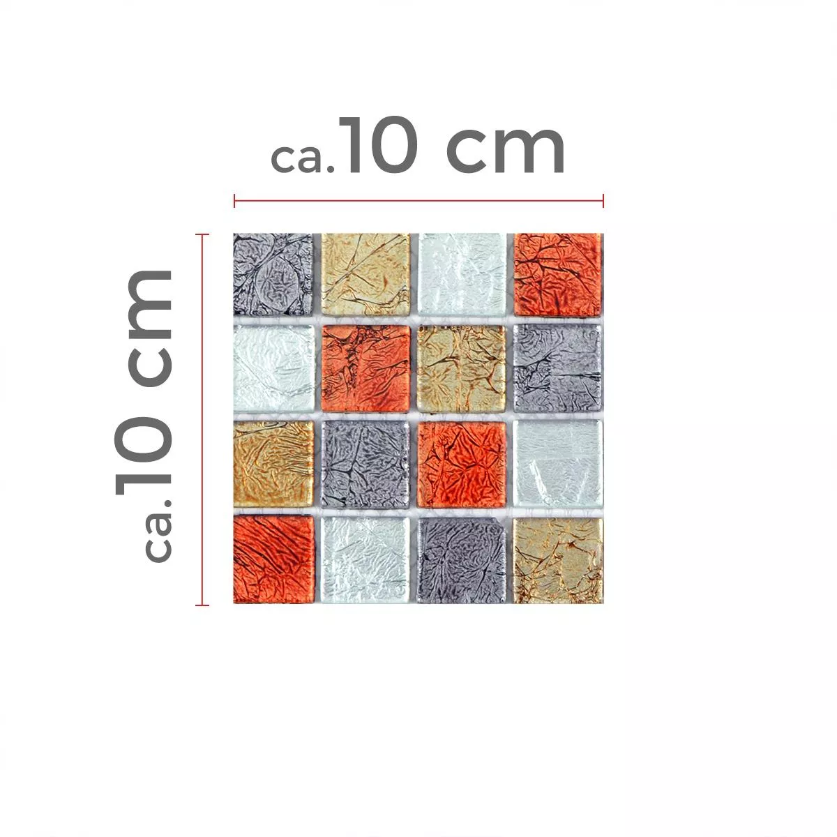 Muster von Glasmosaik Fliesen Curlew Rot Braun Silber Quadrat 23