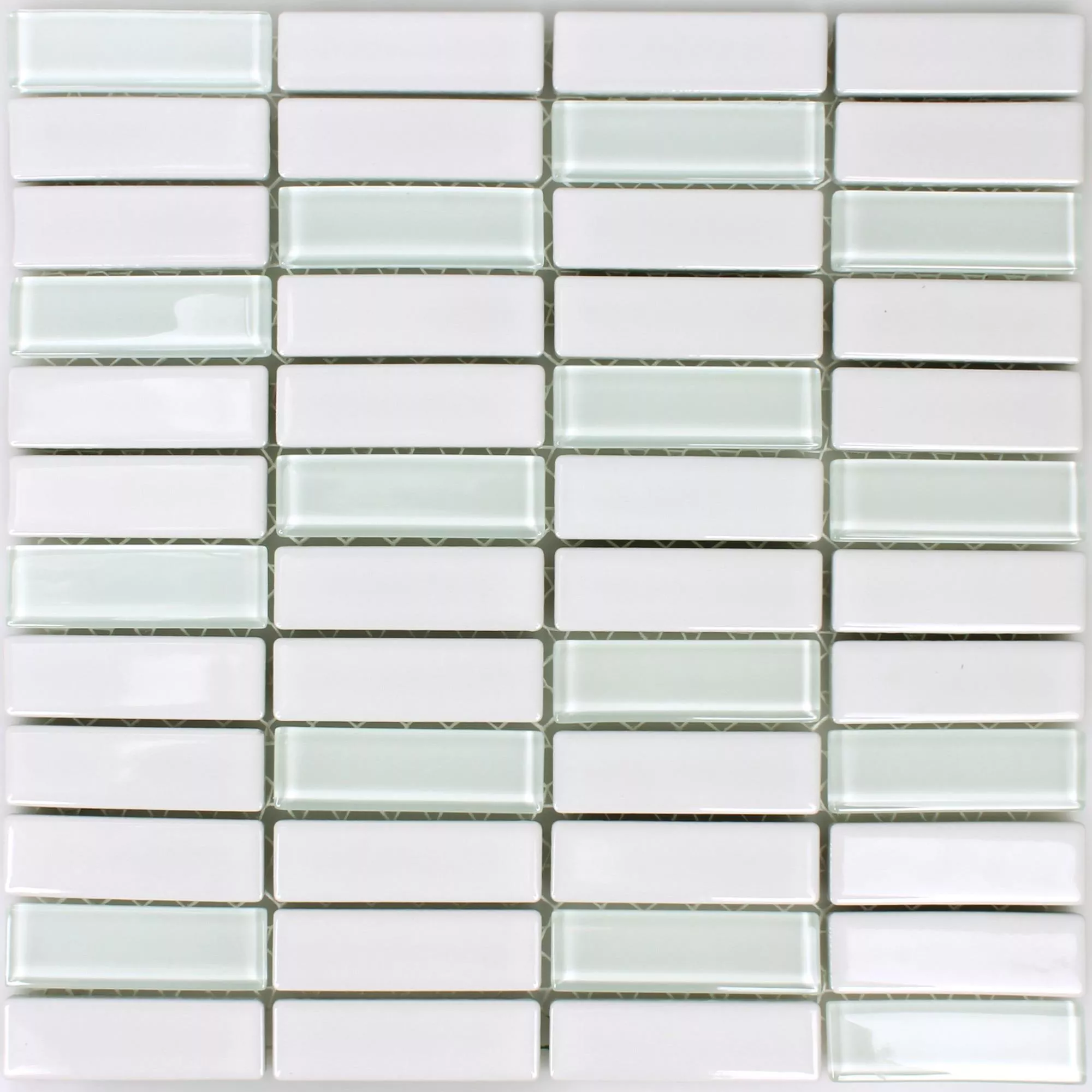 Muster von Keramik Glas Mosaikfliesen Romana Weiss Glänzend