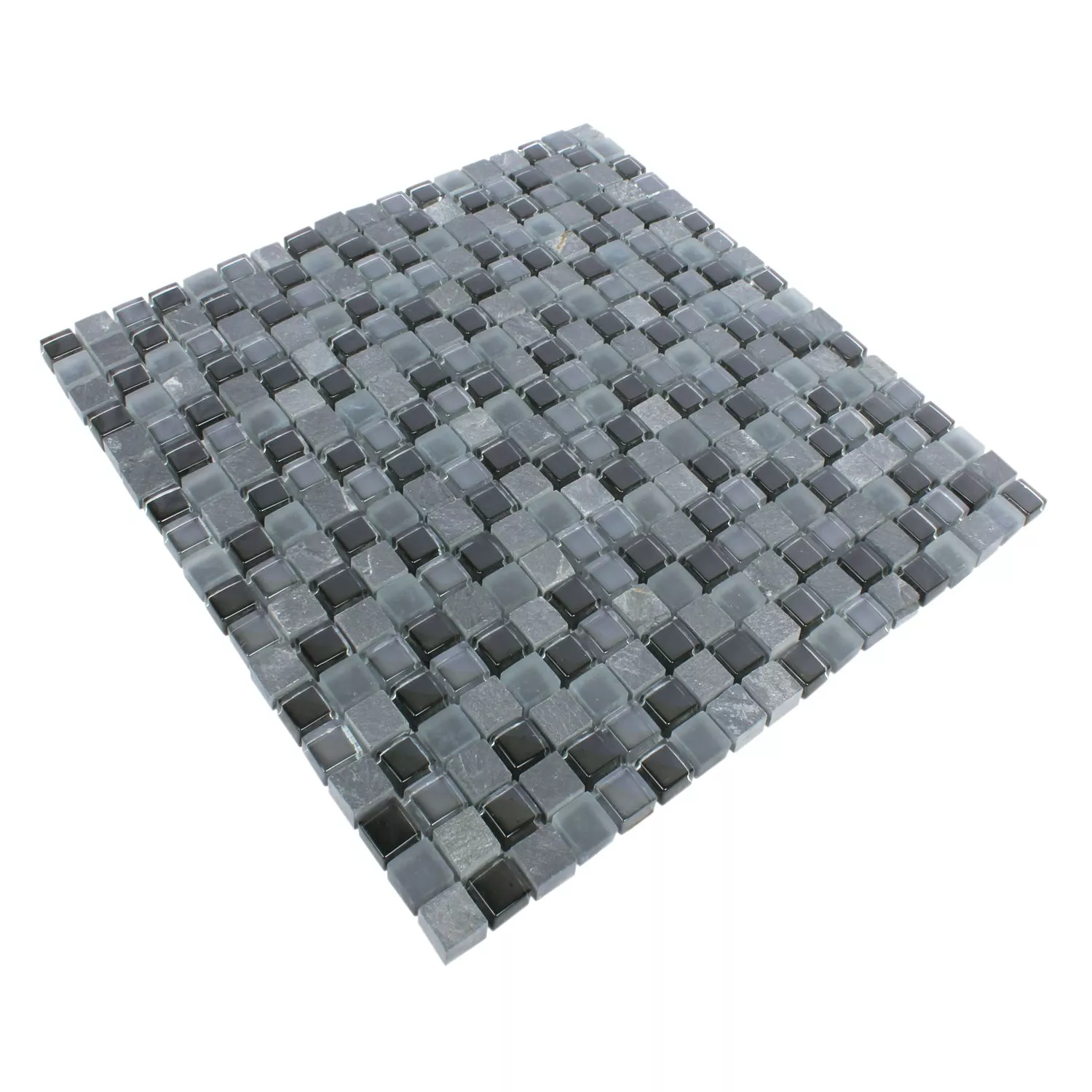 Muster von Mosaikfliesen Marmor Java Glasmix Apollo Schwarz 