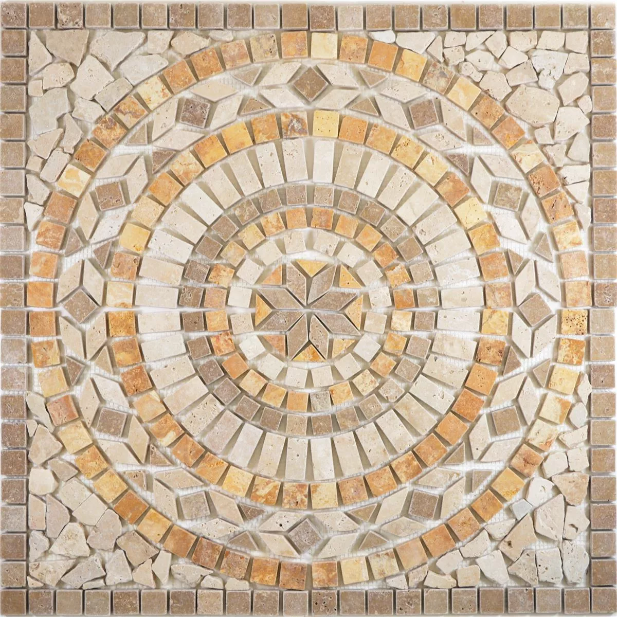 Naturstein Rosone Alligator Beige Braun Gold 61x61cm Naturstein Rosone Alligator Beige Braun Gold 61x61cm