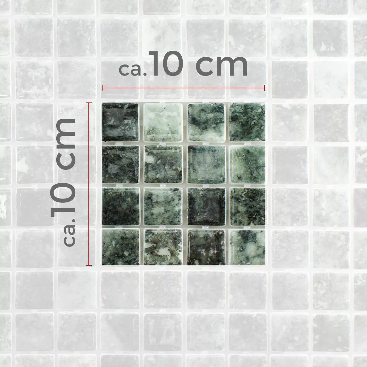 Muster von Glas Schwimmbad Mosaik Baltic Schwarz 25x25mm