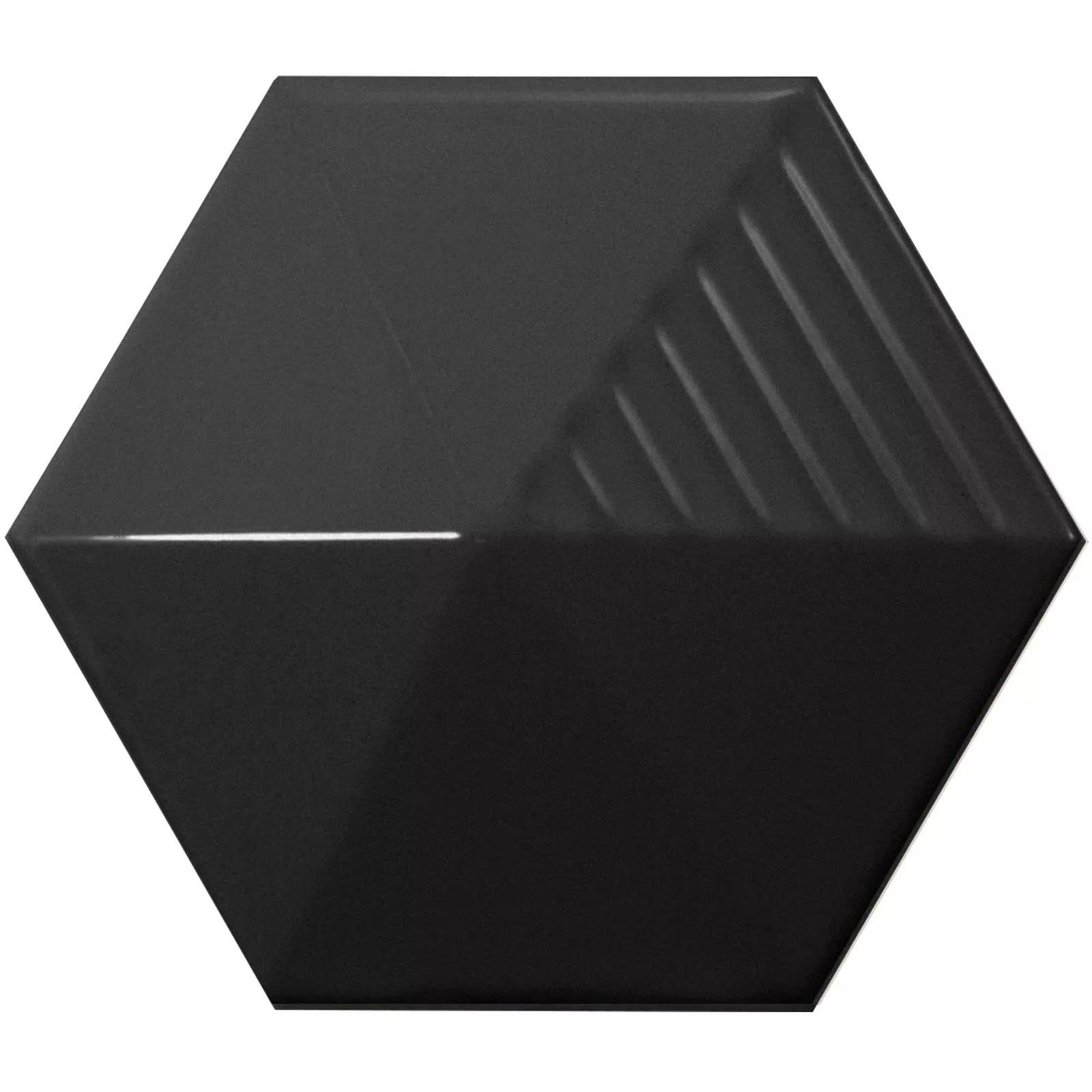 Wandfliesen Rockford 3D Hexagon 12,4x10,7cm Schwarz