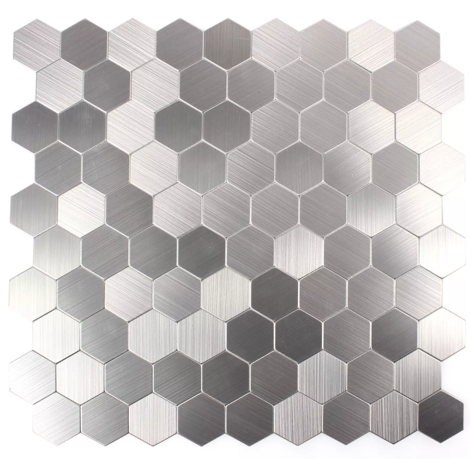 Muster von Mosaikfliesen Metall Selbstklebend Mikros Silber Hexagon