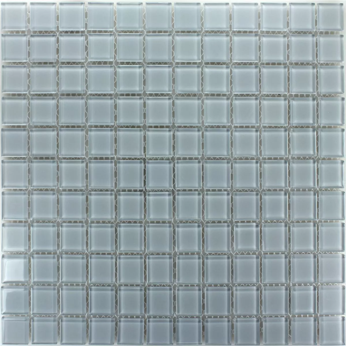 Muster von Glasmosaik Fliesen Grau Uni
