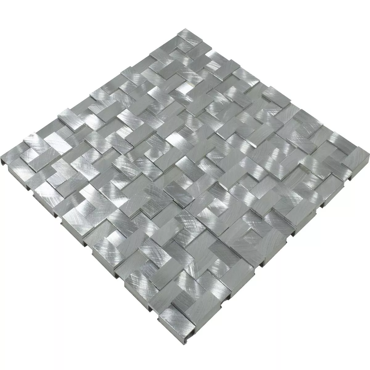 Aluminium Metall Mosaik Fliesen Quantum Silber
