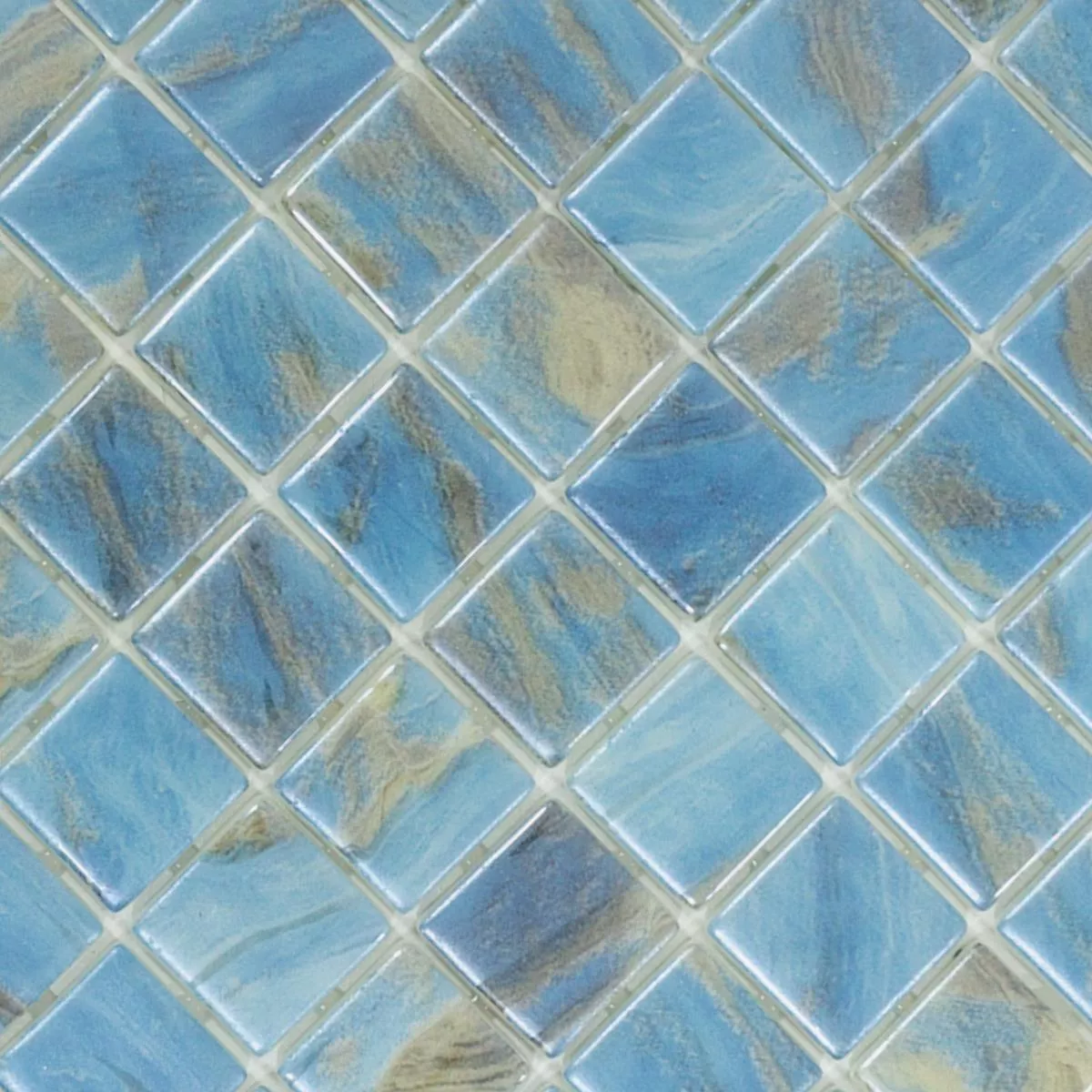 Glas Schwimmbad Pool Mosaik Alassio Blau 25