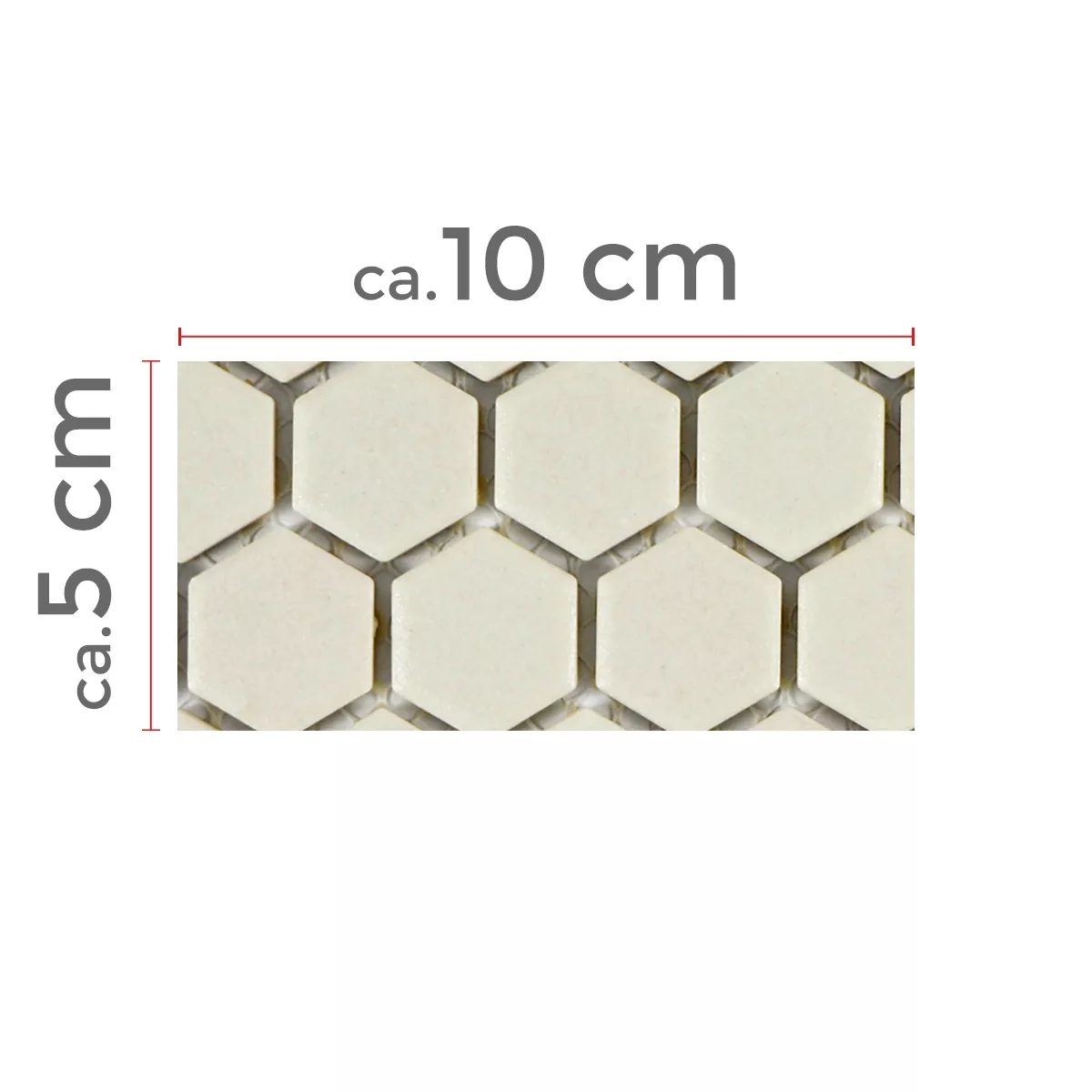 Muster von Keramik Mosaikfliesen Hexagon Zeinal Unglasiert Hellbeige R10B