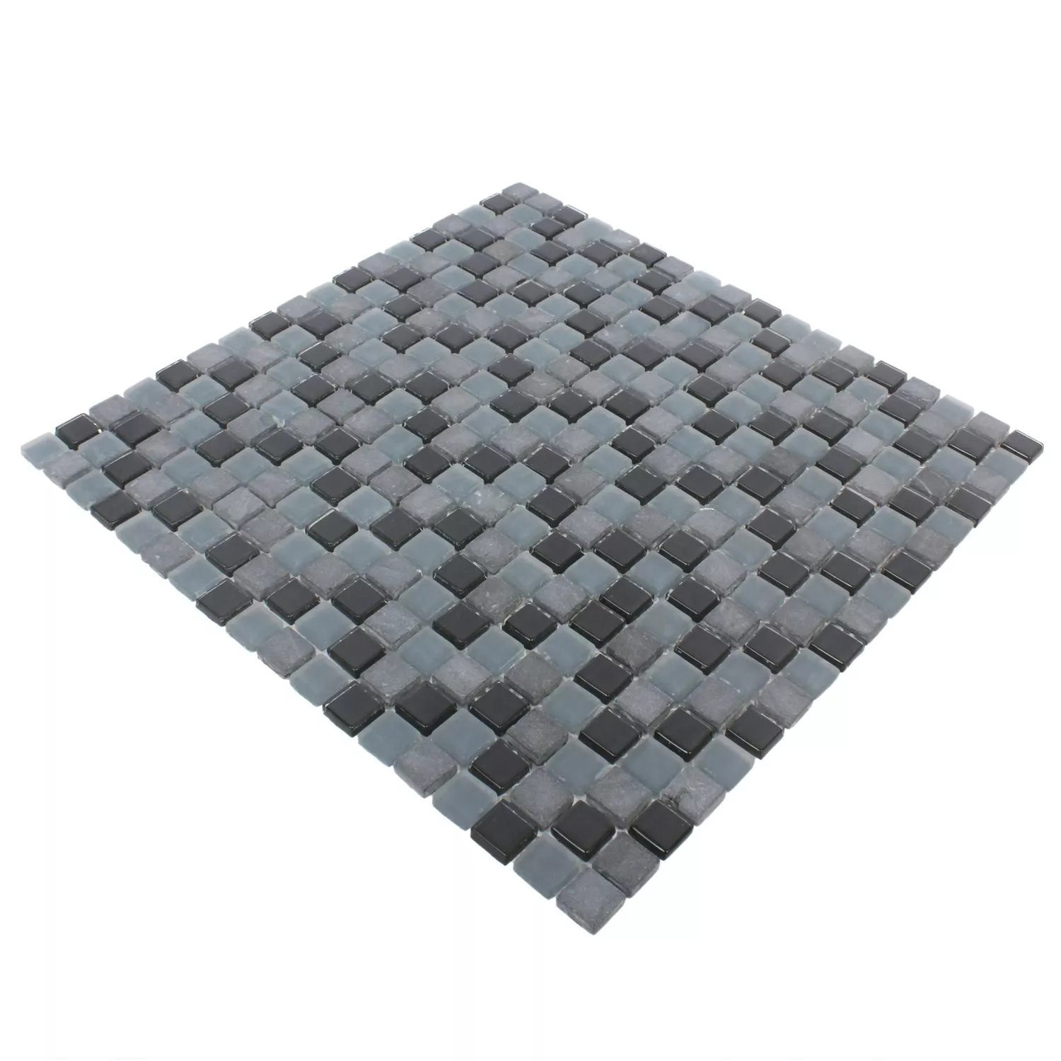 Mosaikfliesen Marmor Glas Mix Kobra Schwarz Grau 15