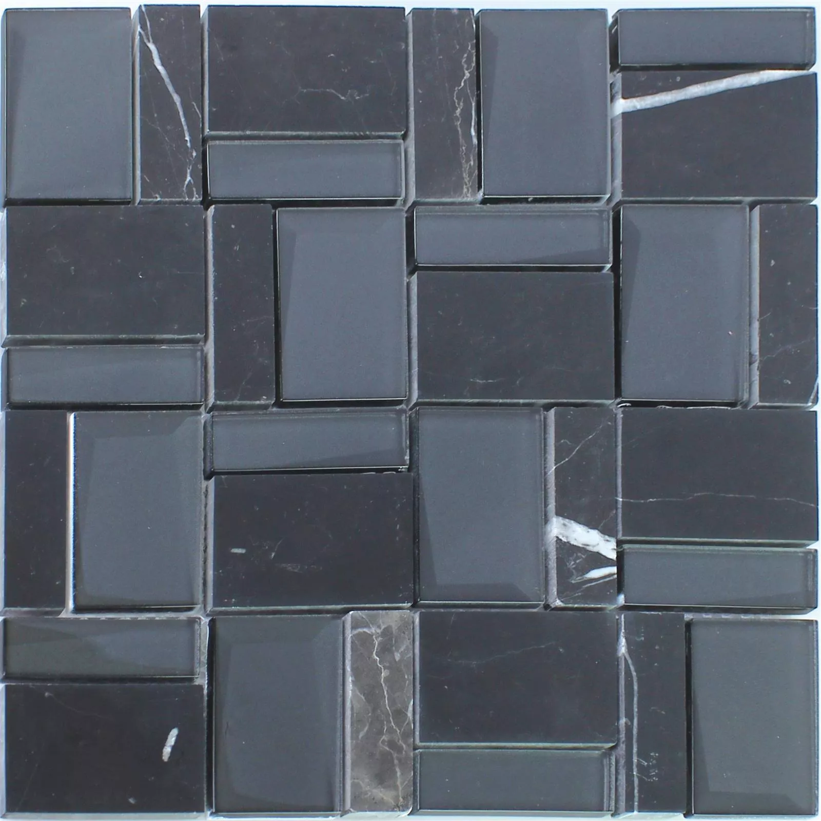 Muster von Glas Natursteinmosaik Lapseki Schwarz Dunkelgrau