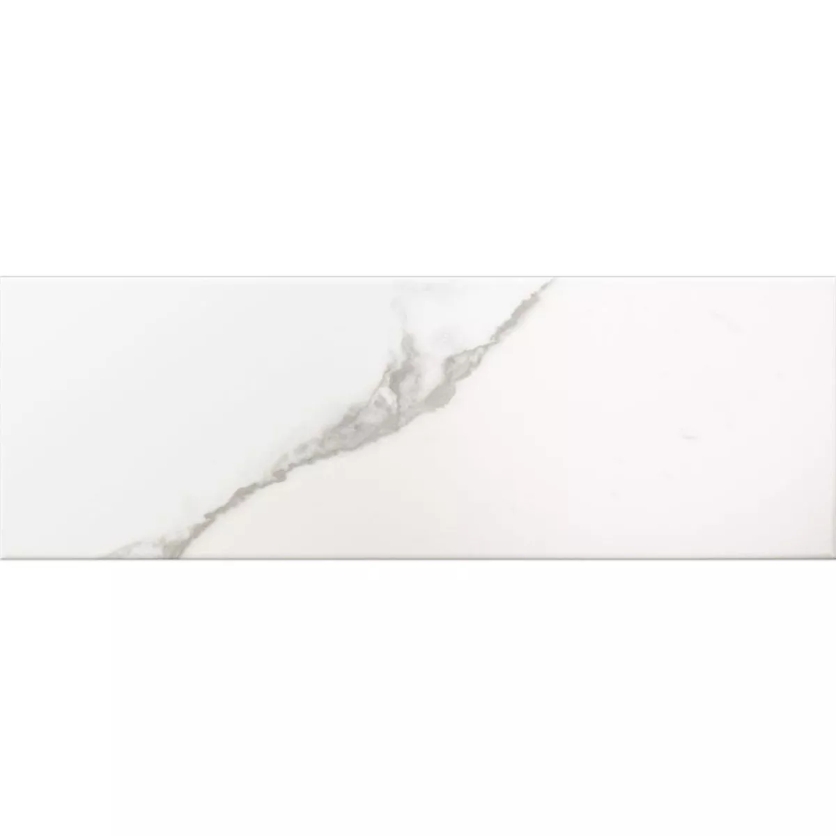 Metro Wandfliesen Girona Marmoroptik Weiß Matt 10x30cm