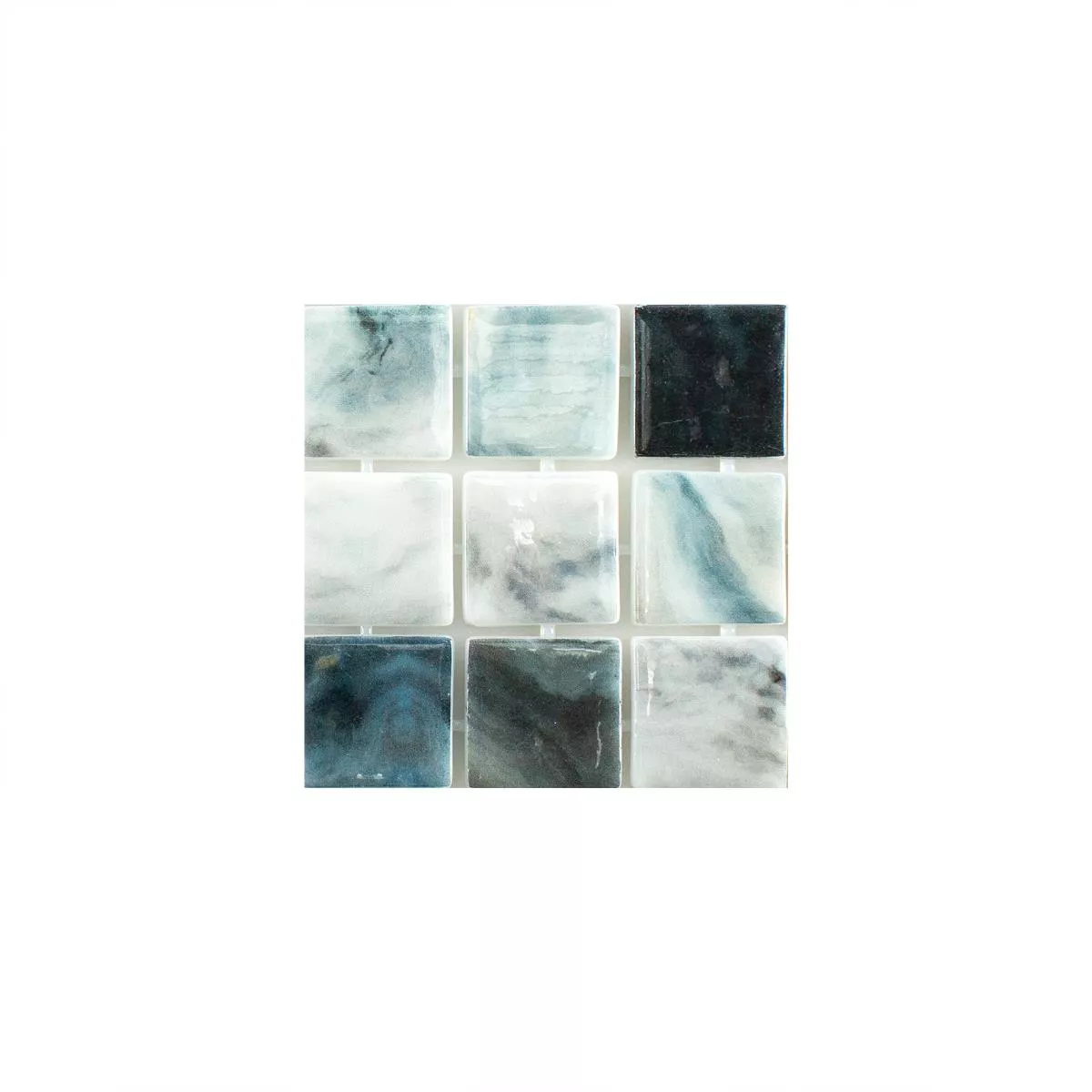 Muster von Glas Schwimmbad Mosaik Baltic Blau Grau 38x38mm