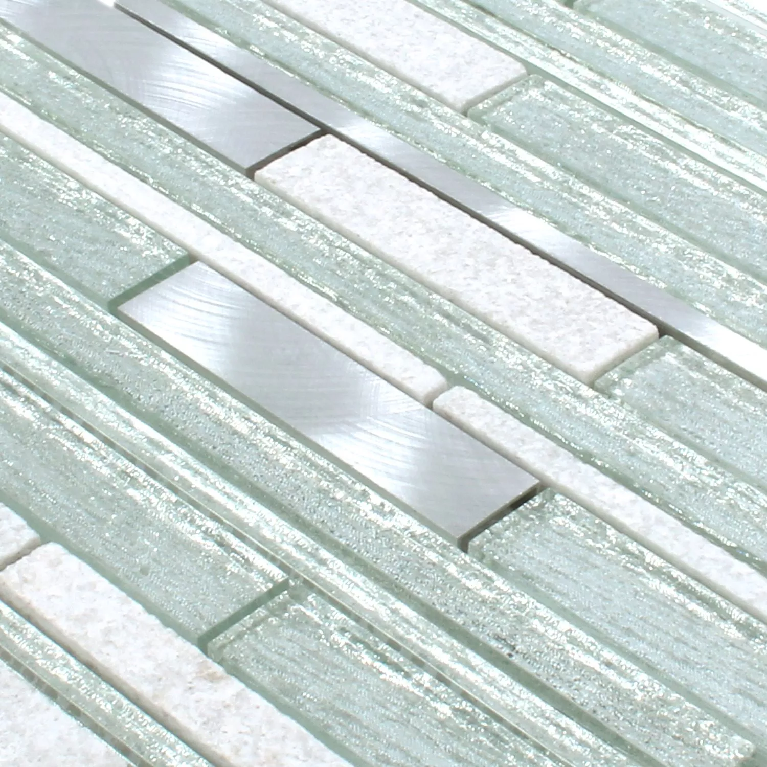 Muster von Mosaikfliesen Panorama Silber Weiss