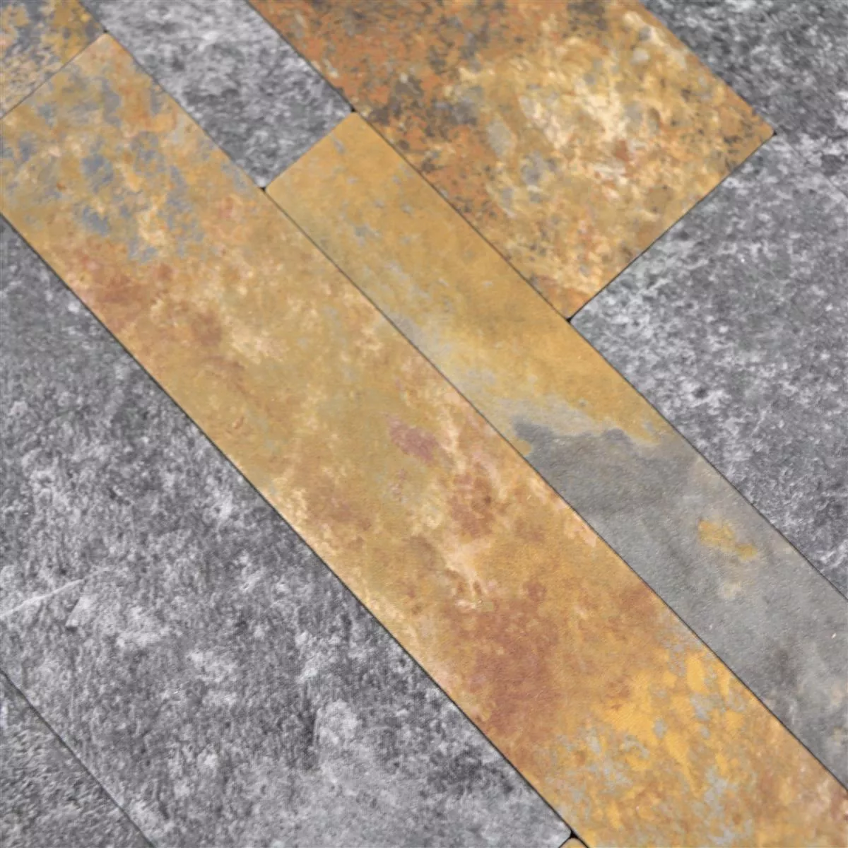 Muster von Vinyl Mosaikfliesen Mirbach Selbstklebend Braun Gold