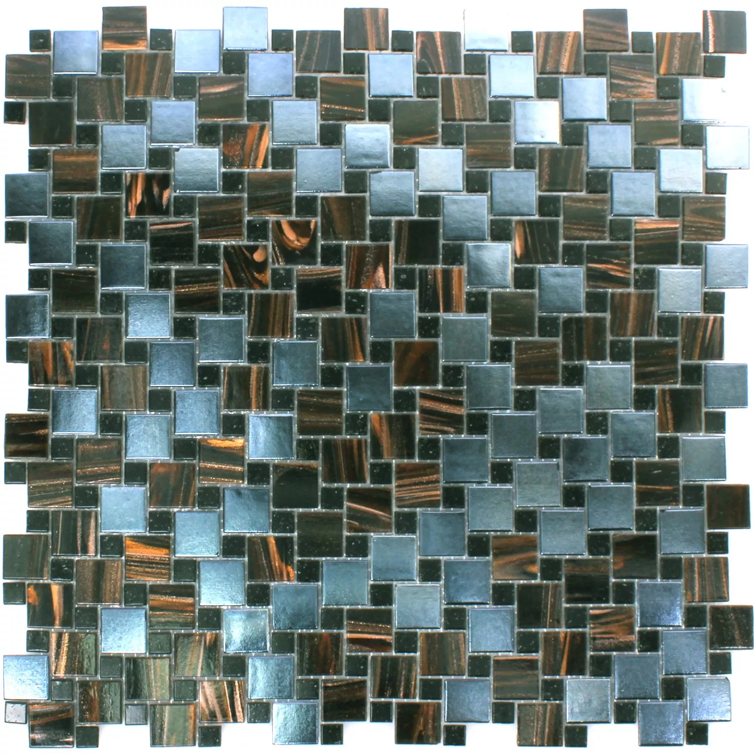 Mosaikfliesen Glas Tahiti Braun Metallic