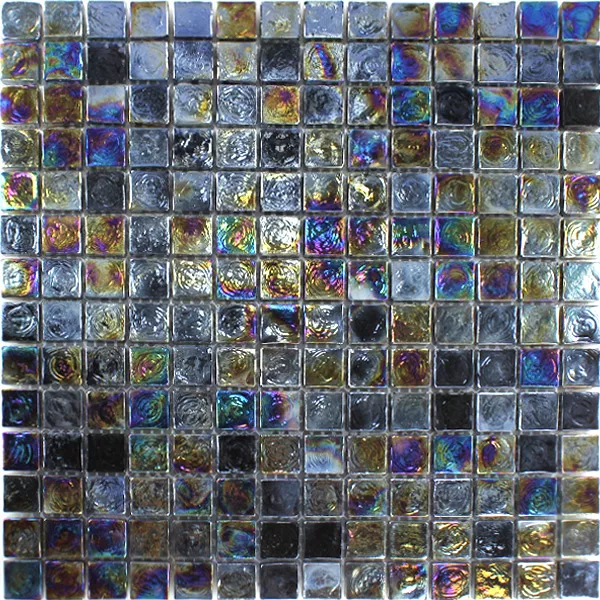 Muster von Mosaikfliesen Glas Effekt Petrol Black