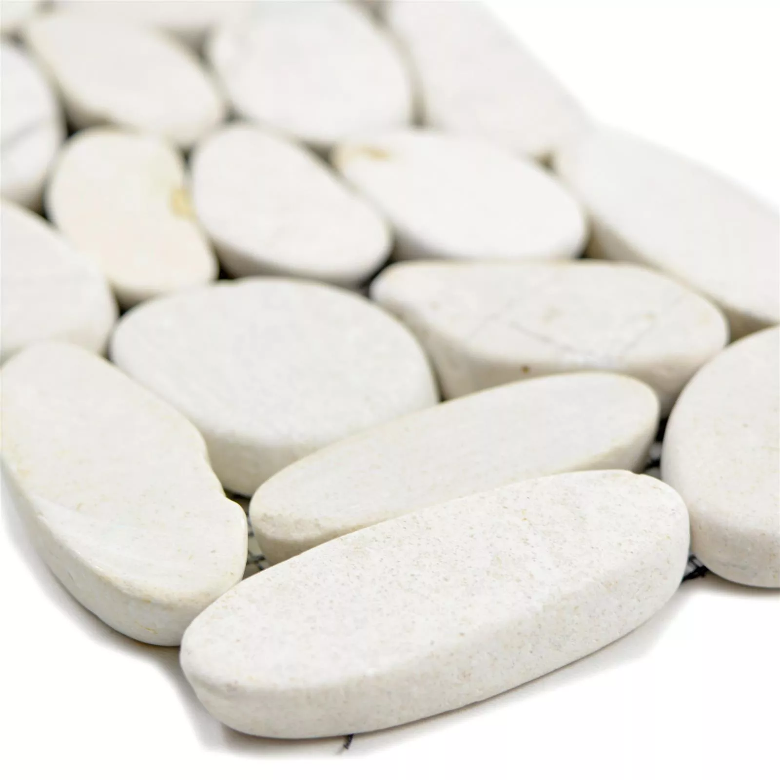 Flusskiesel Bordüre Chenoa Weiß 10x30cm Flusskiesel Bordüre Chenoa Weiß 10x30cm