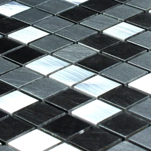 Muster von Mosaikfliesen Aluminium Schwarz Silber 