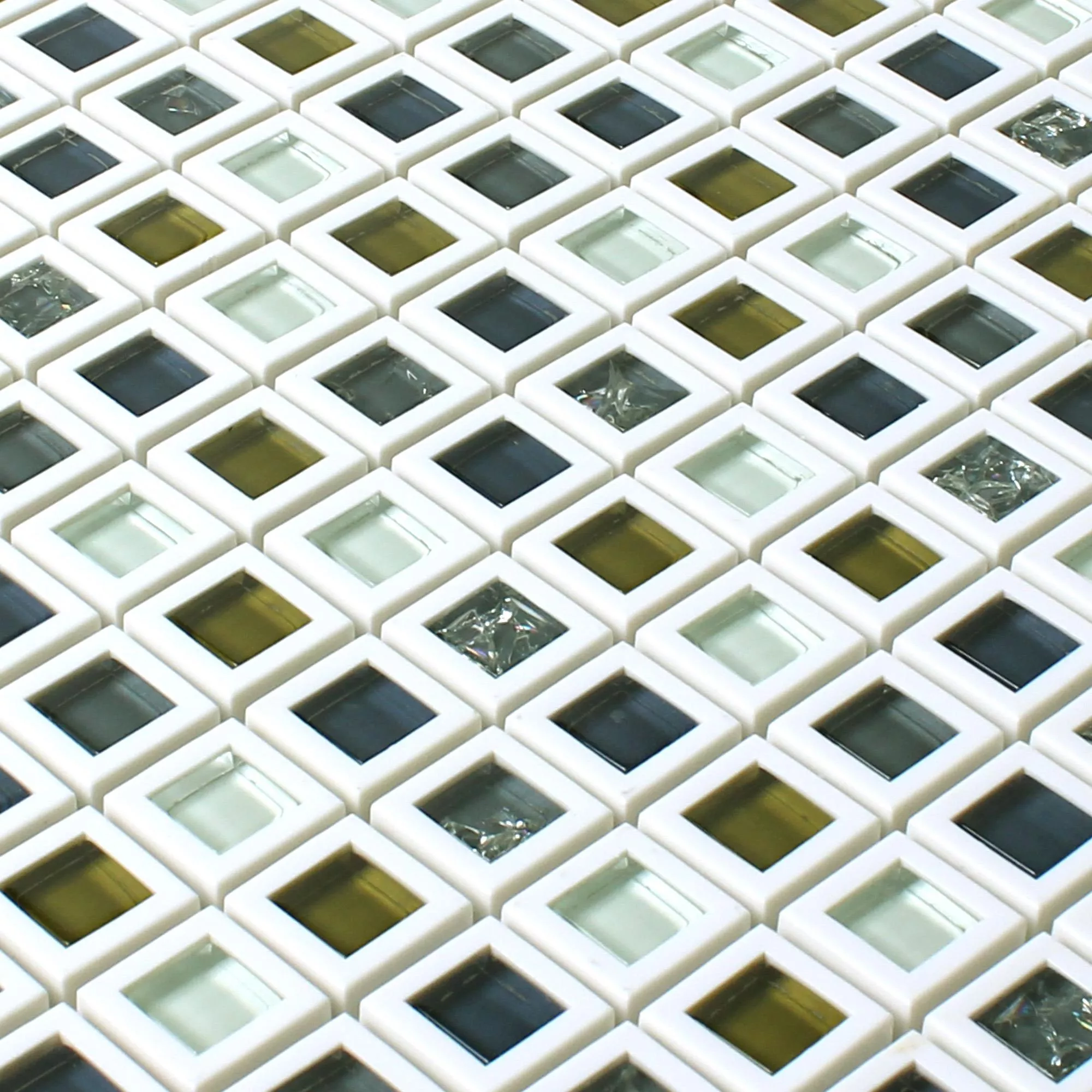 Glas Kunststoff Mosaik Anatolia Grün Weiss