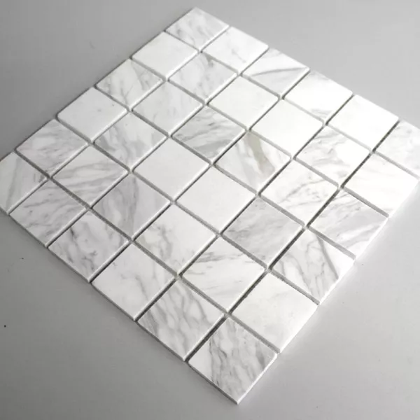 Mosaikfliesen Marmor 48x48x8mm Weiss Poliert