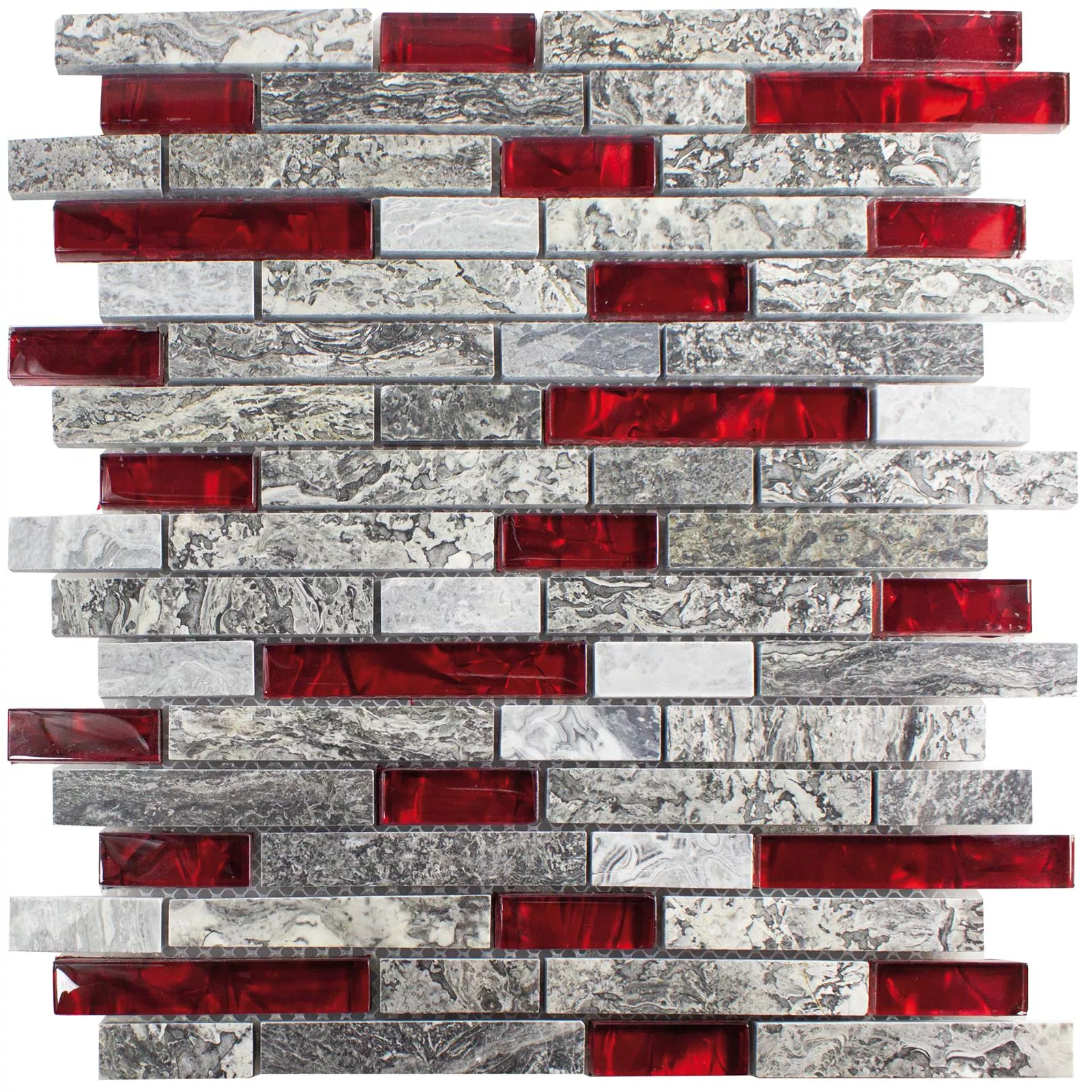 Muster von Glasmosaik Natursteinfliesen Manavgat Grau Rot Brick