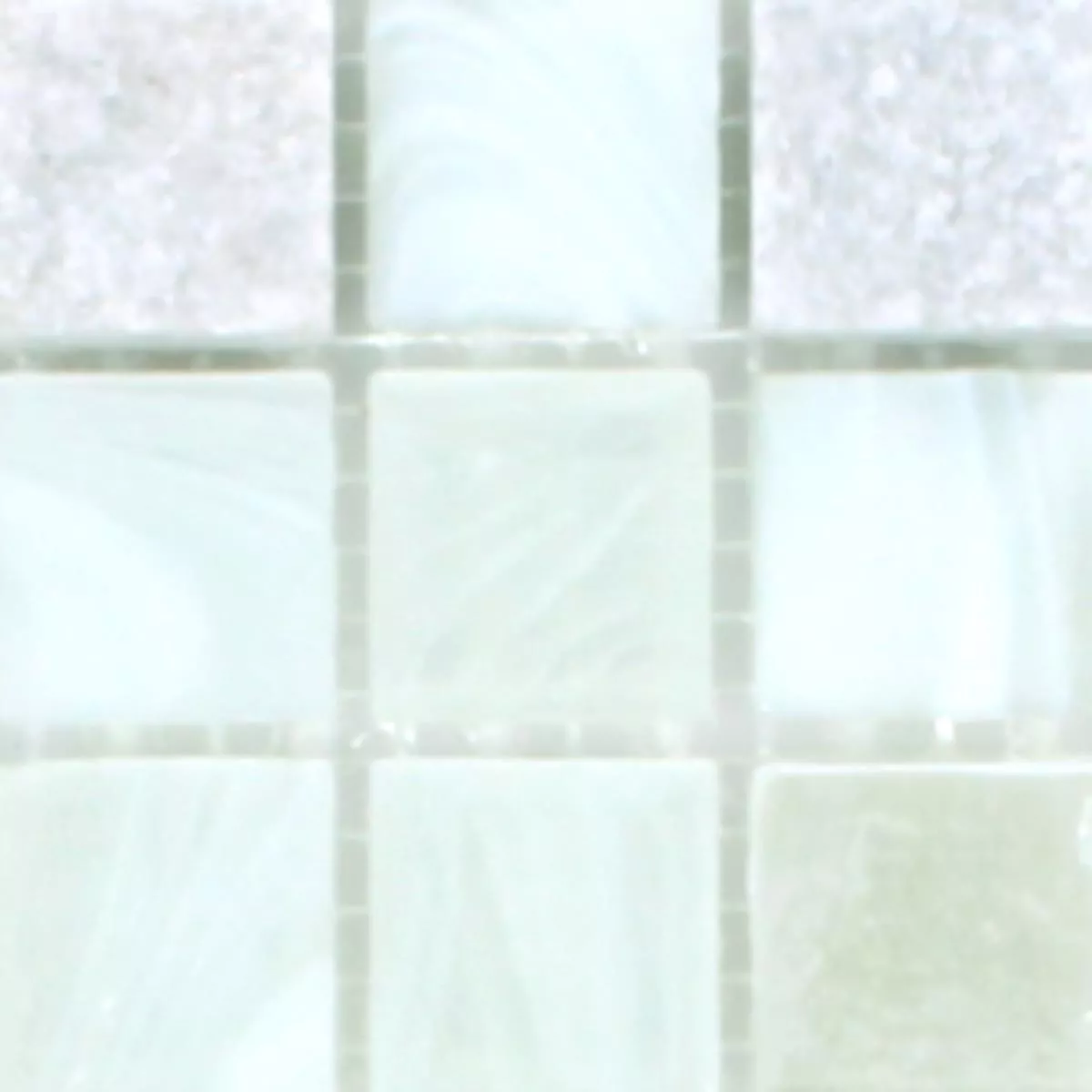 Muster von Glas Naturstein Mosaik Daily Rush Weiss Cream