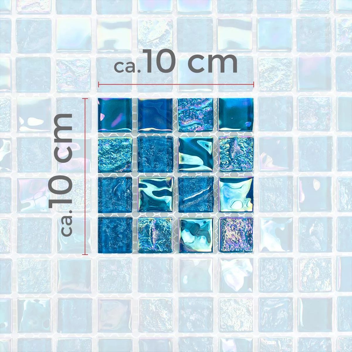 Muster von Glasmosaik Fliesen Perlmutt Effekt Carlos Blau 23