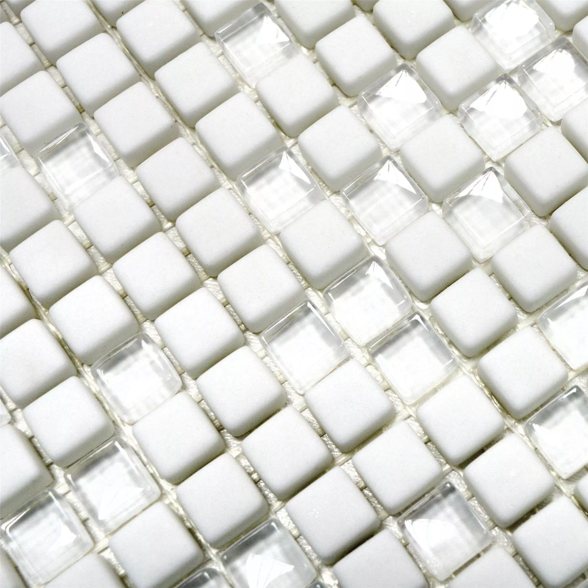 Muster von Glasmosaik Fliesen Kassandra Weiß Matt